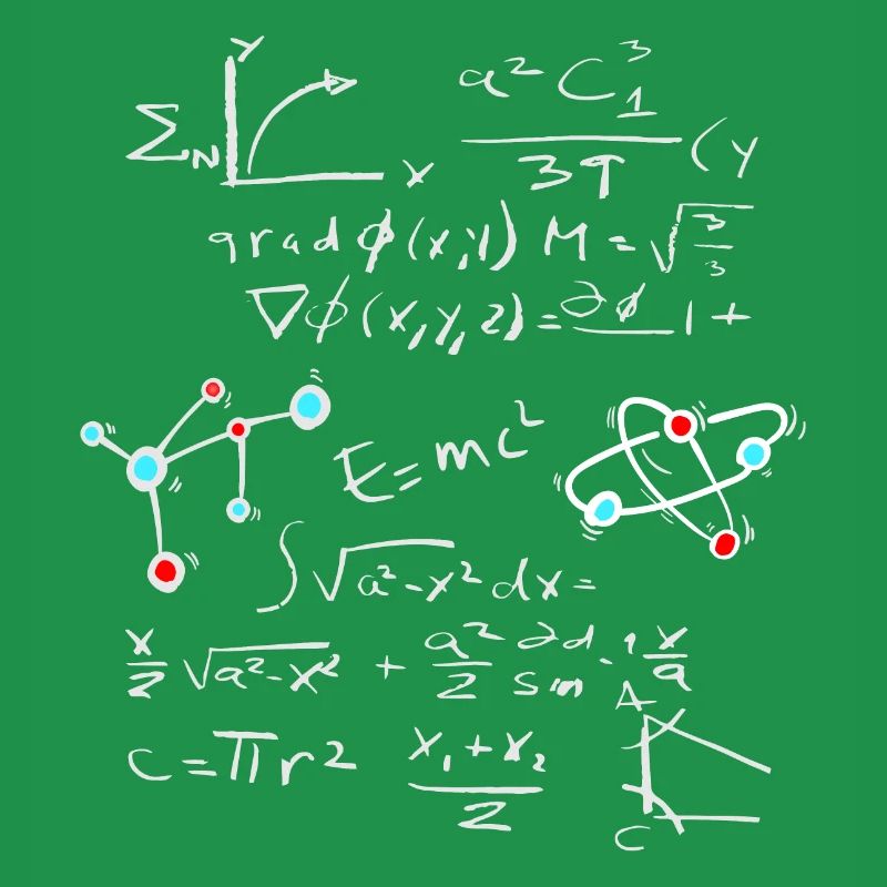 Physics Math Formula with Atoms and Molecules