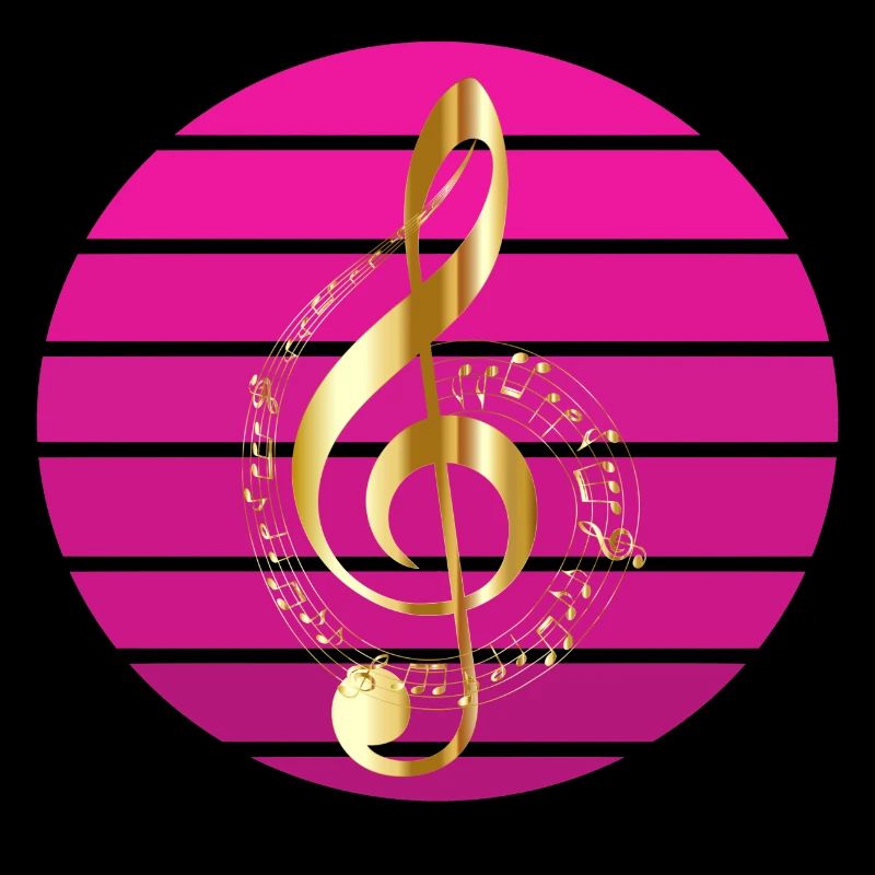 Golden musical note in the sunset
