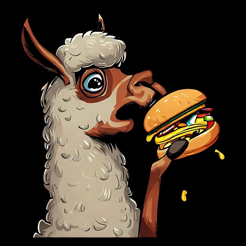 Cheeseburger essendes Lama