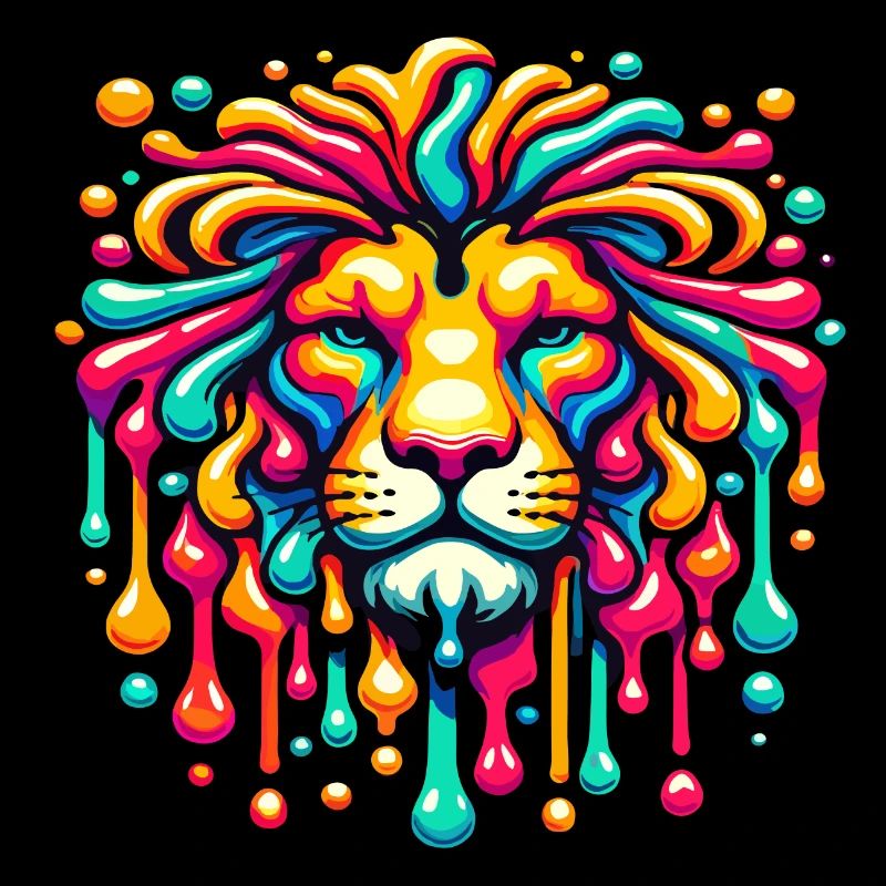 Psychedelischer Löwe mit leuchtenden Farben