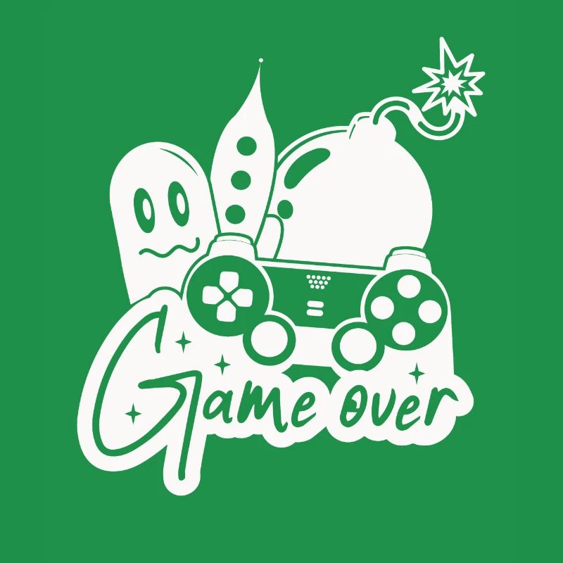 Gaming Zocker Game Over Controller Geist Bombe