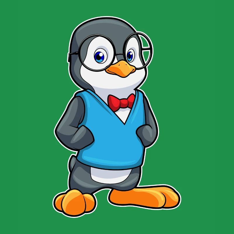 Pinguin als Nerd mit Brille