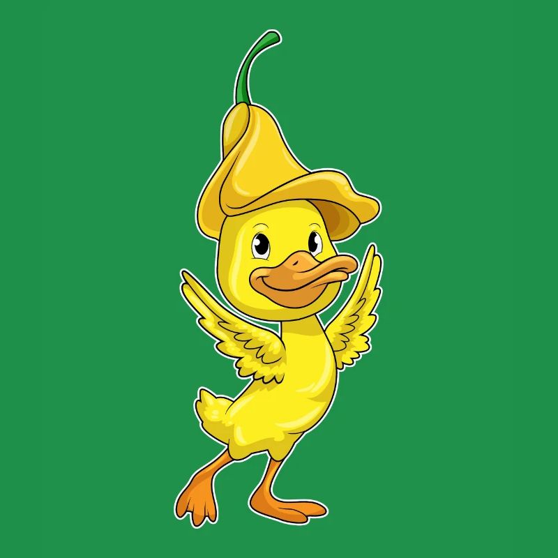 Canard avec capuchon jaune