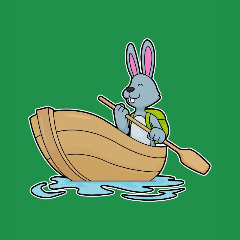 Hase mit Boot & Paddel