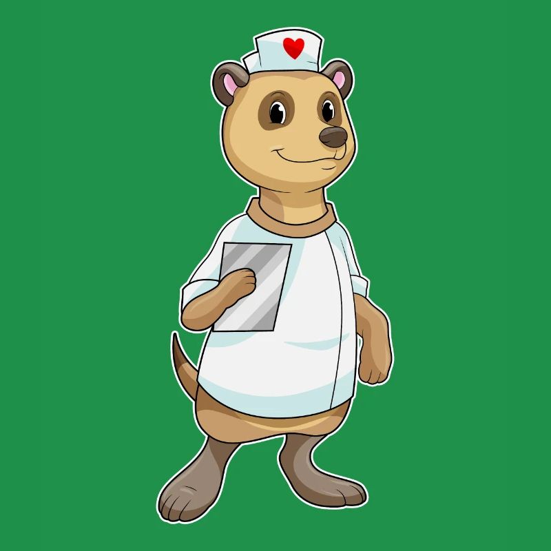 Erdmännchen als Krankenschwester mit Herz