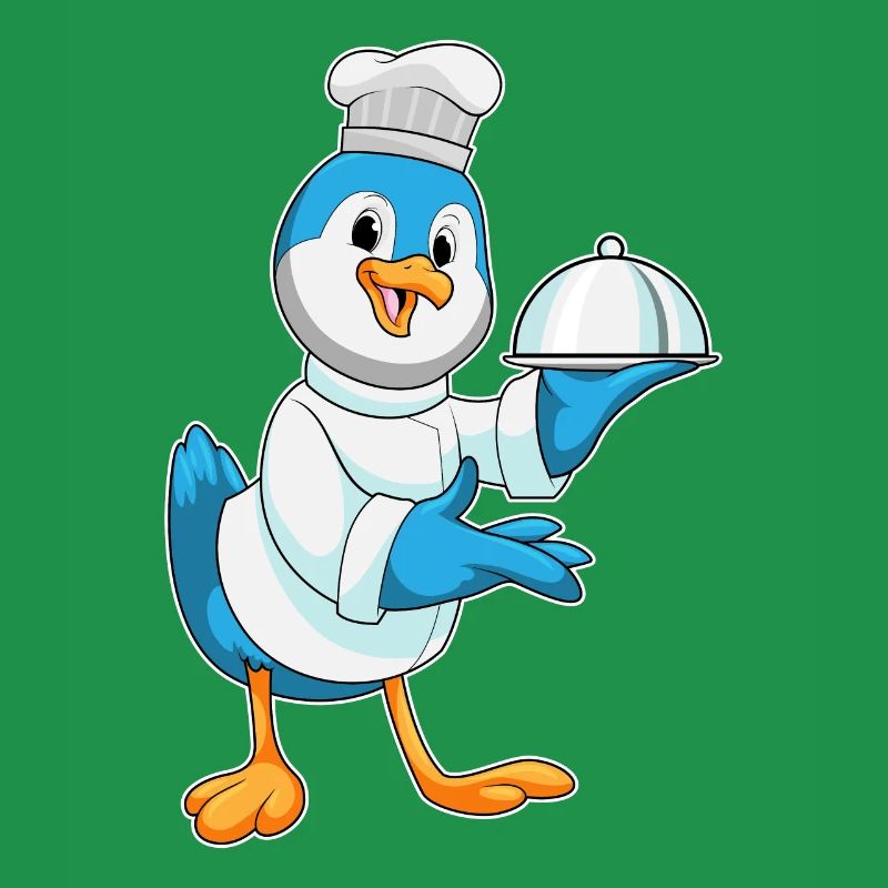 Vogel as a cook with serving plate
