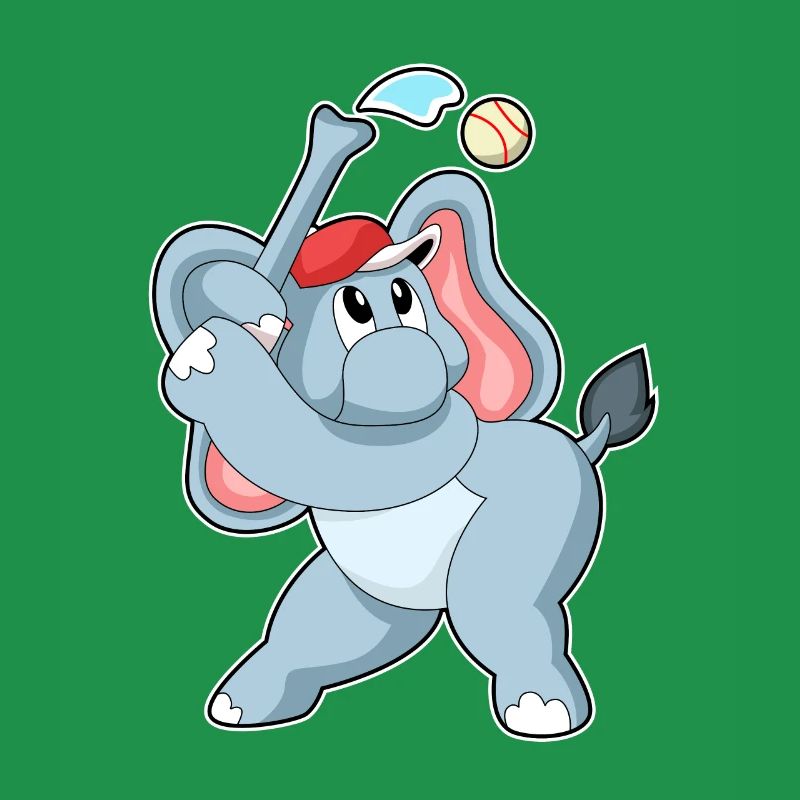 Elephant playing baseball