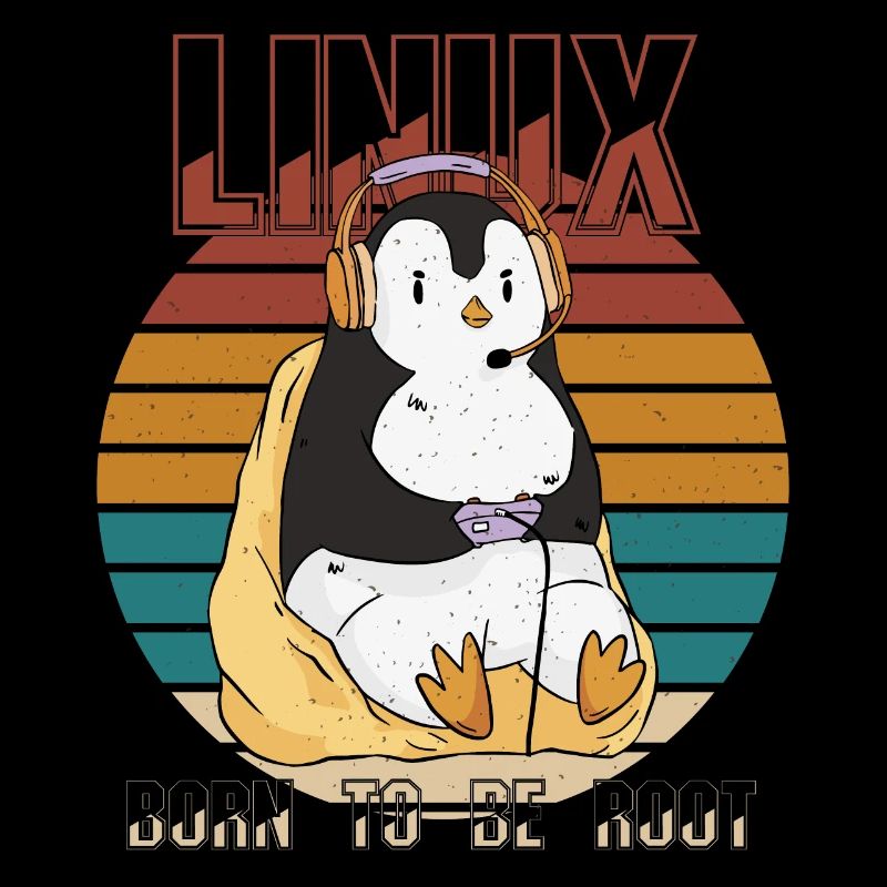 Linux Gamer Root Party Cool Penguin Nerd Programme