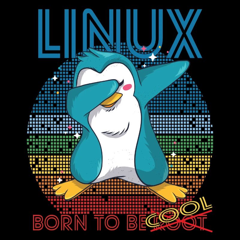 Linux Cool Born To Be Root Cute Penguin Geek Admin