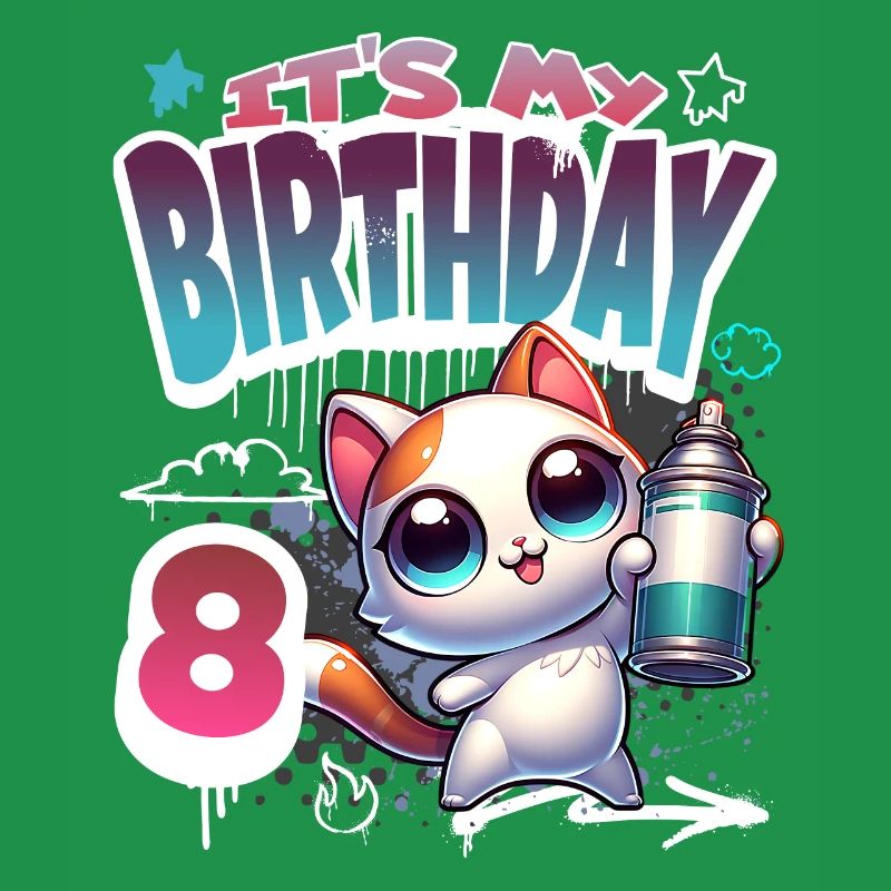 8th Birthday Cat Graffiti