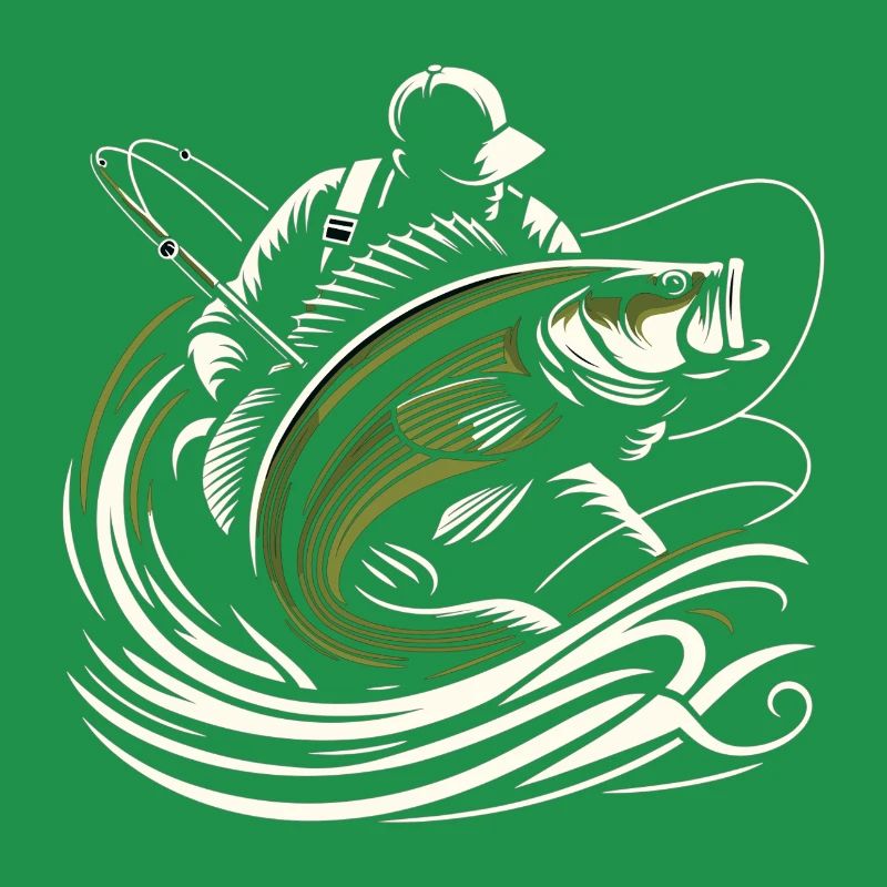 Pêche pêcheur perche poisson géant vert olive cadeau