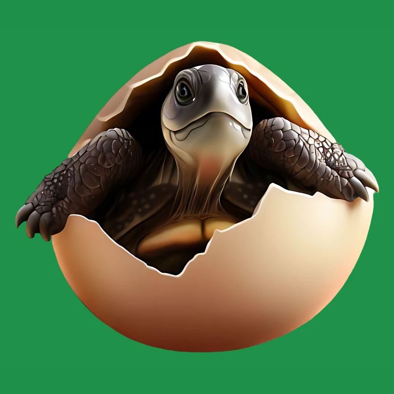 Turtle hatches from the egg
