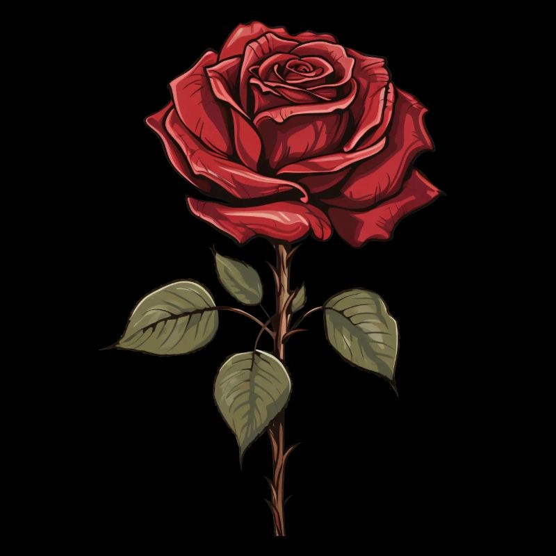 Rose rouge esthétique Vintage graphique fleur cadeau