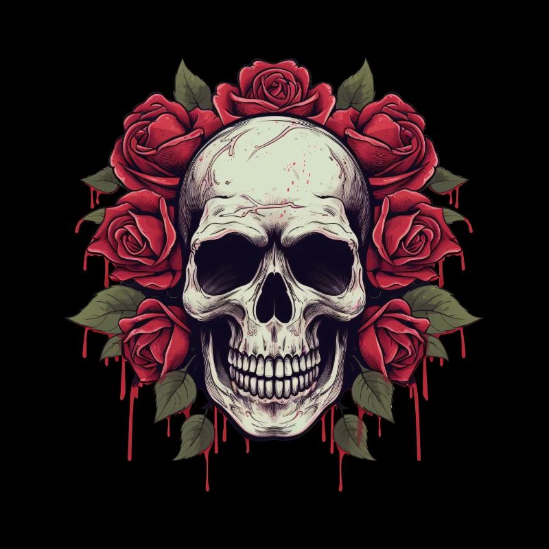 Skull Roses Grunge Aesthetic Goth Skull