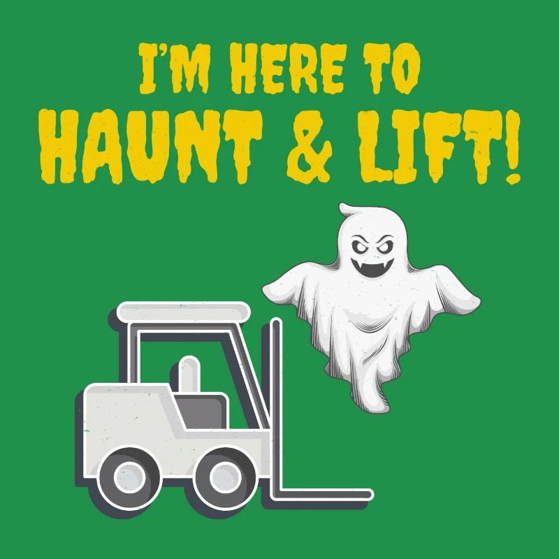 Halloween Ghost Forklift Operator Heavy Equipment