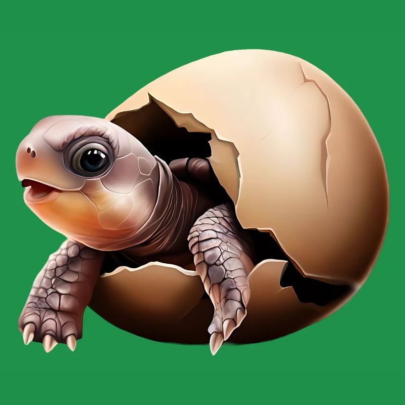 Turtle hatches from the egg