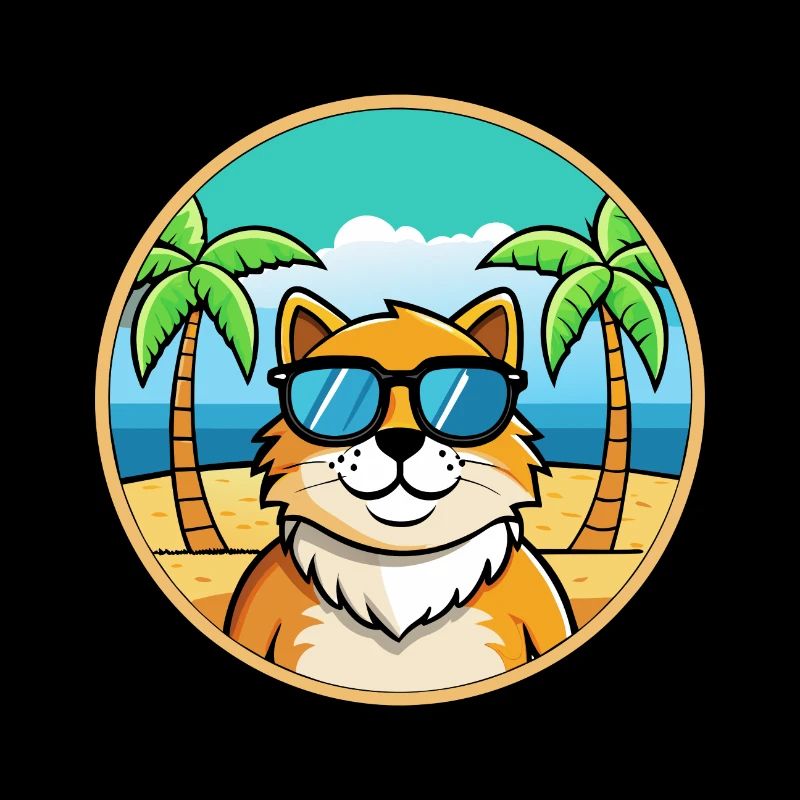 Ragamuffin Cat Breed Cartoon Sunglasses Beach