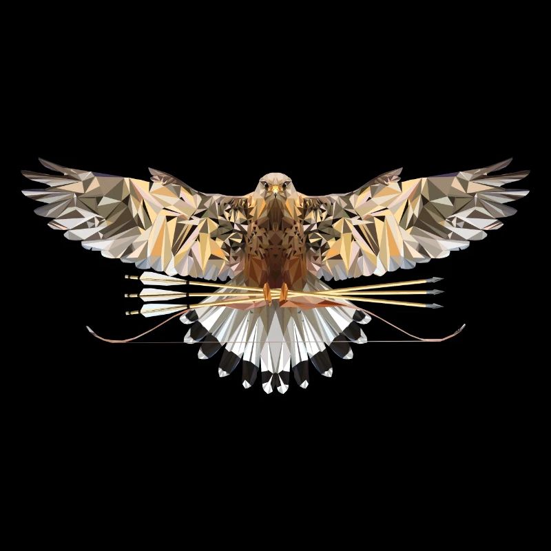 Polygonal falcon with recurved bow and arrows