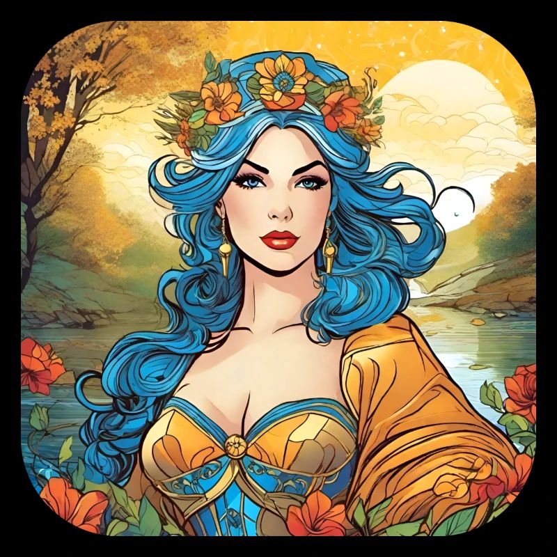 Jolie sorcière avec couronne de fleurs