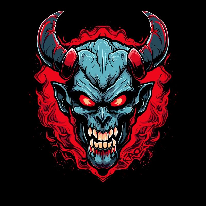 Mittelalterliche Flammen und Teufel oder Dämon