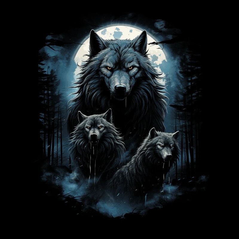 Dunkle Kunst Wolf Wald Mythisch