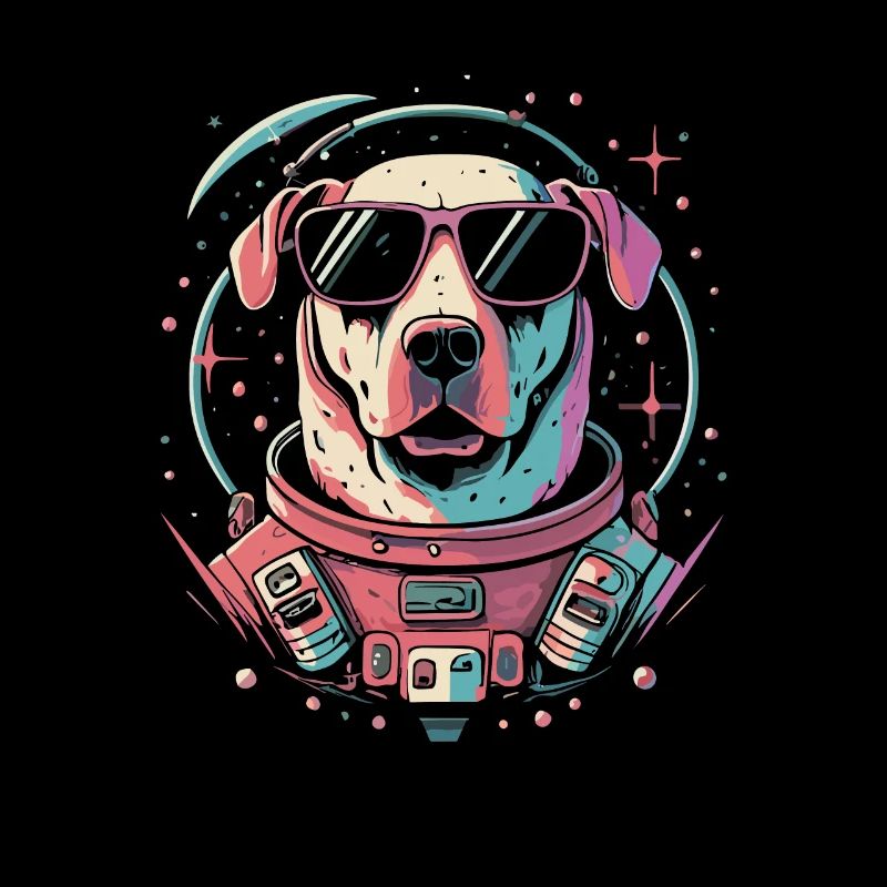 Chemise Labrador de l’espace rétro oeuvre colorée