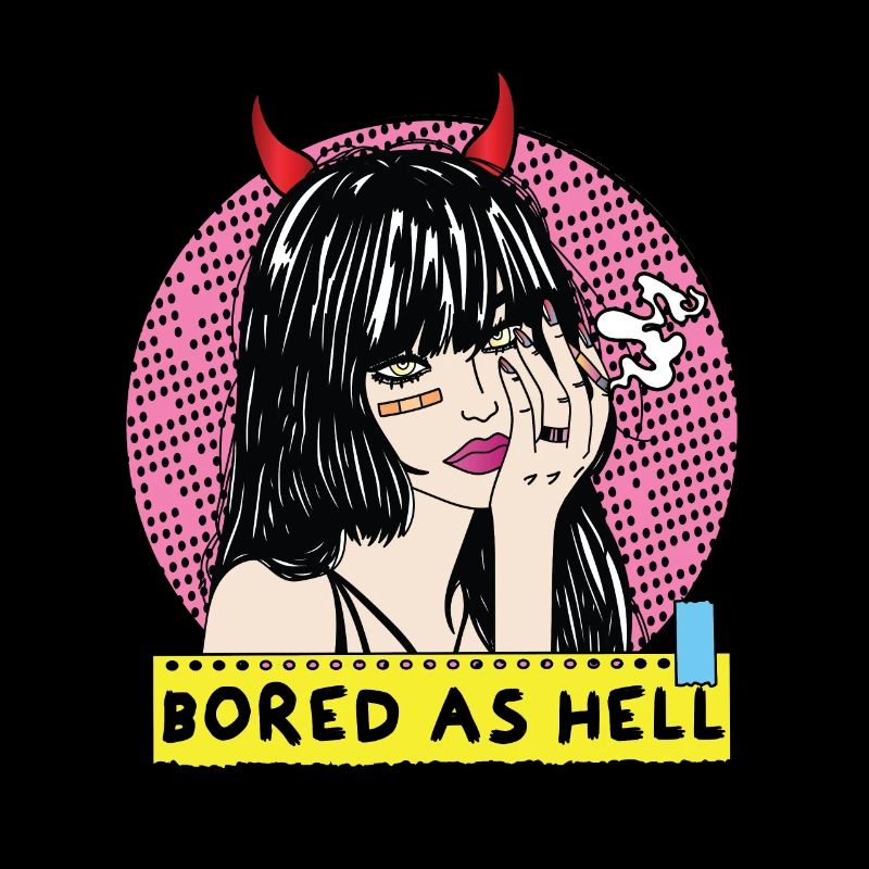 POP-ART Bored As Hell ARTWORK, Devil Frau 80er
