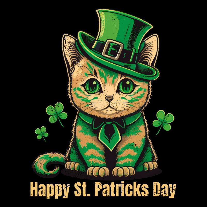 Bonne Saint-Patrick Chat irlandais vert