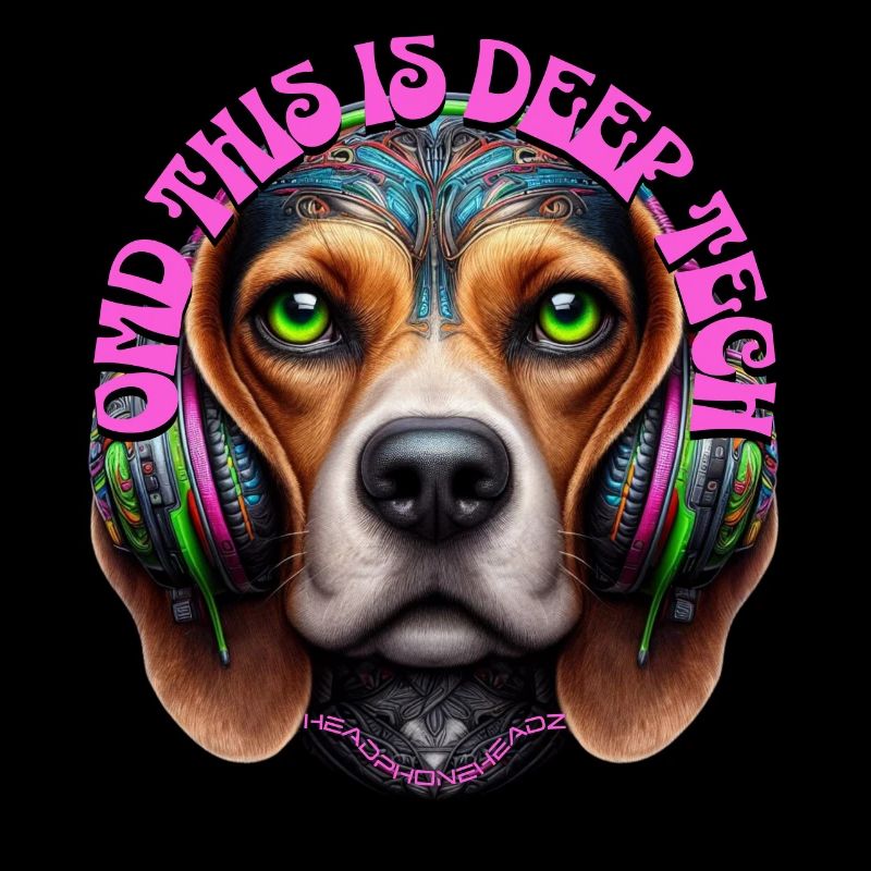 OMD THIS IS DEEP TECH -Cute Beagle with Headphones