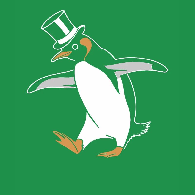 Pingouin élégant dansant joyeusement avec un chapeau haut de forme