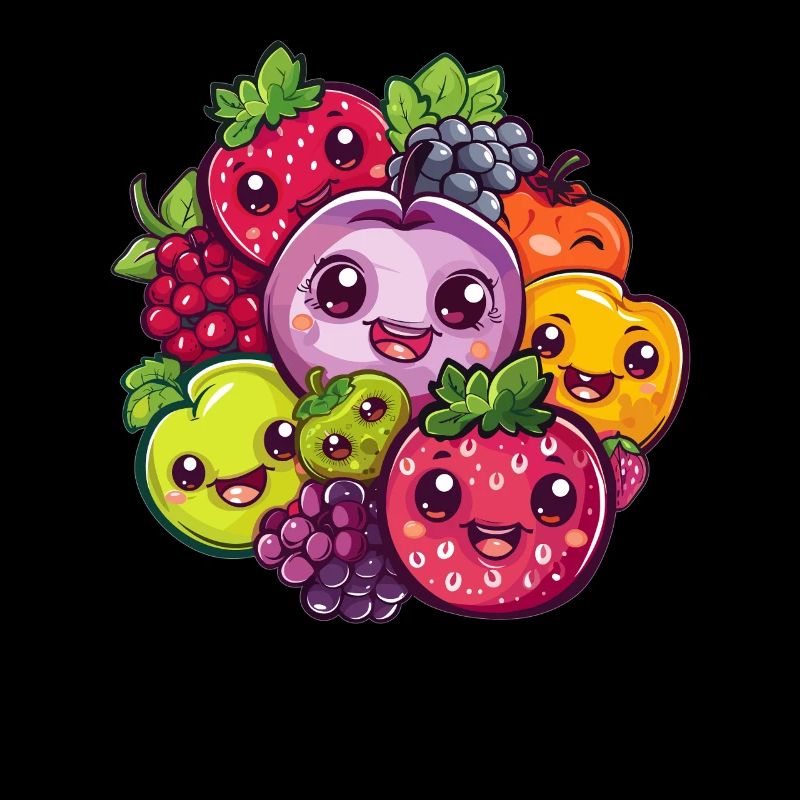 Fruit faces in a circle