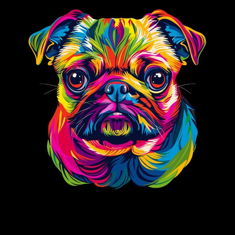 Mops Hund Bunte Farben Pop Art Regenbogen Carlino