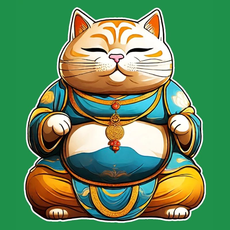 Gros chat en position de Bouddha