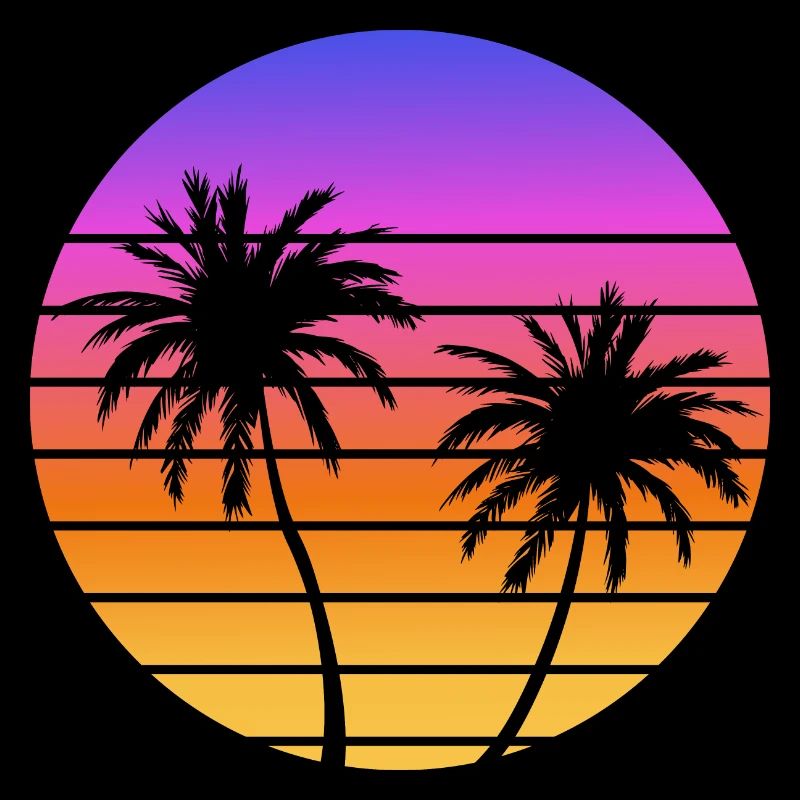 Palmiers Coucher soleil Synthwave