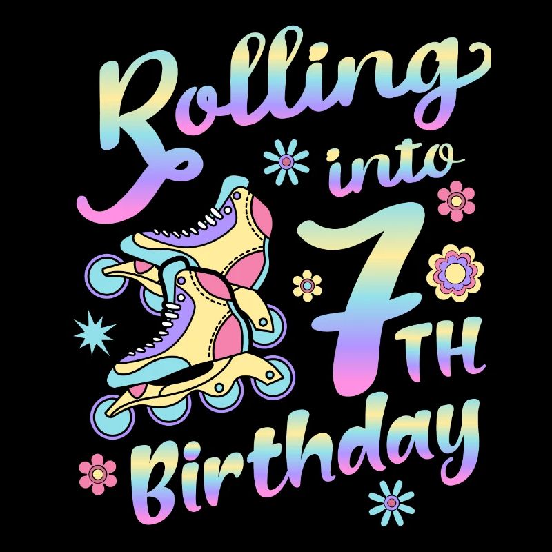 Rolling Into 7th Geburtstag Roller Skater