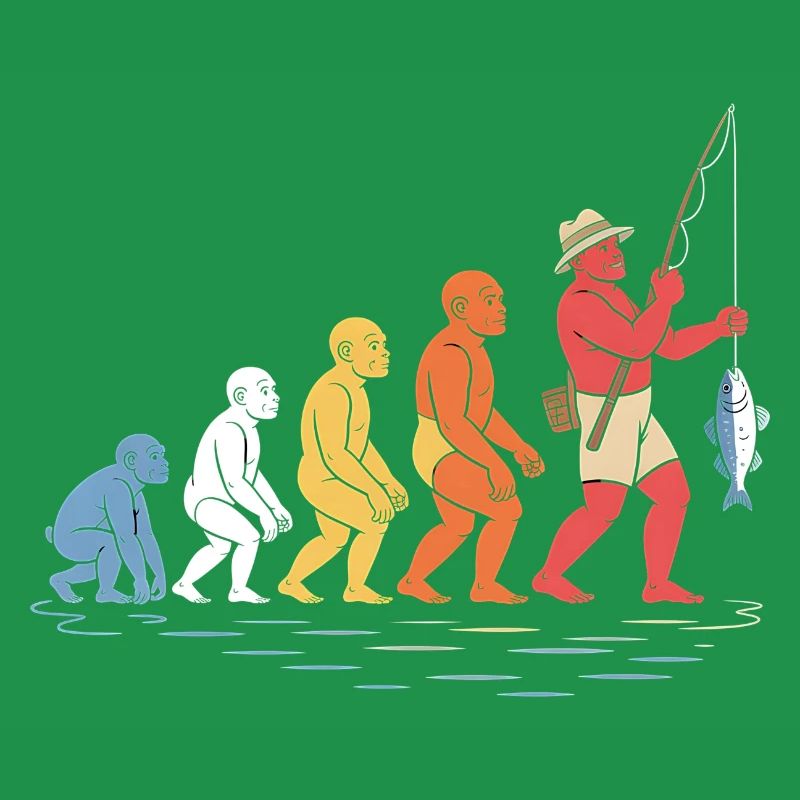 Évolution de la pêche du pêcheur humain drôle
