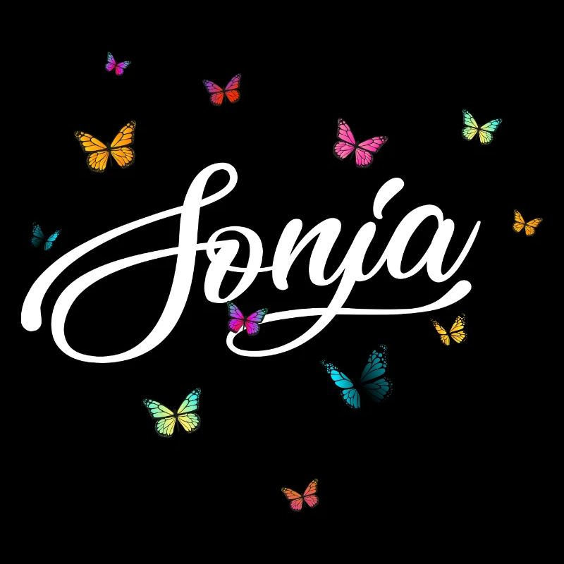 SONJA - Mädchen Name mit bunten Schmetterlingen
