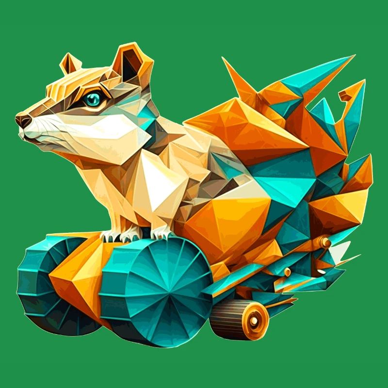 3D kit chipmunk with wheels as polygon