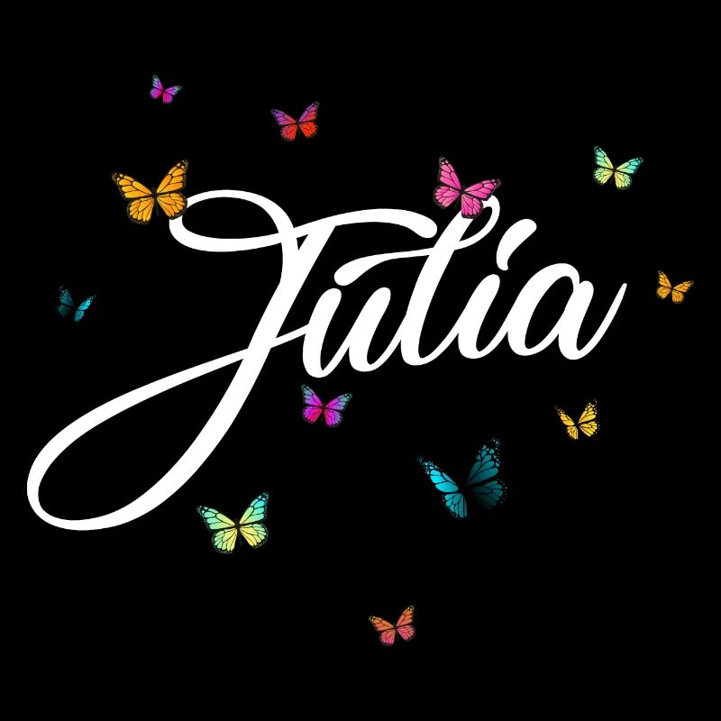 JULIA - Mädchen Name mit bunten Schmetterlingen