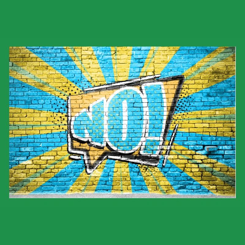 No! Comic Style Bubble Graffiti Lettering on Brick