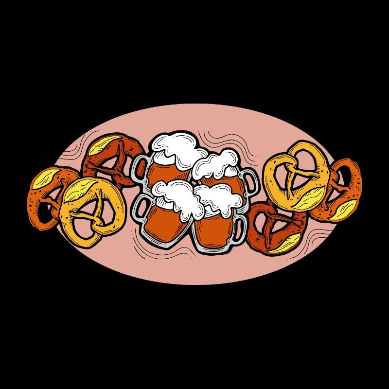 Bierparty. Bierbecher und Brezel.