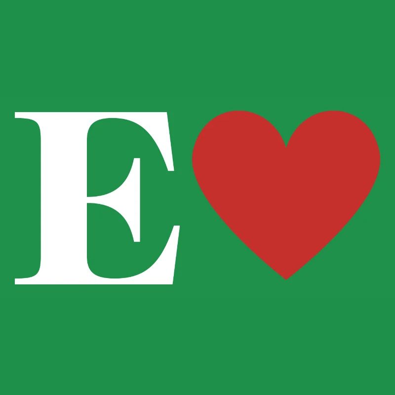 Letter e red heart