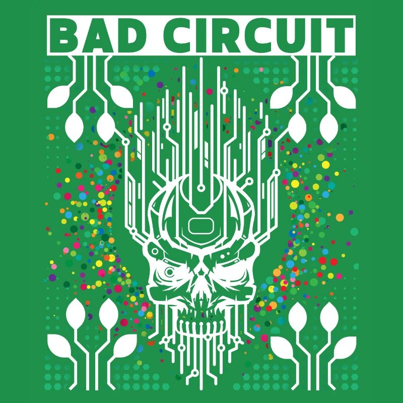 Computer board, circuit, skull saying