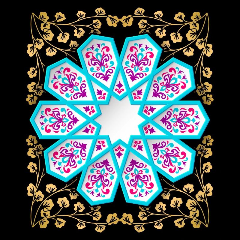 Persian ornament with gold décor in 3d style