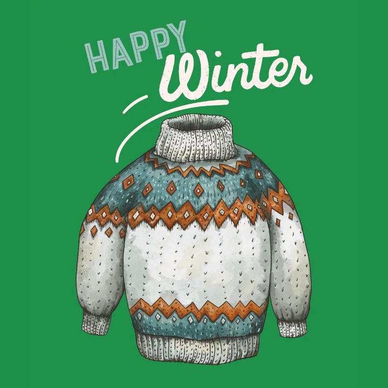 Winter-Design, Strick Pullover Happy-Winter Spruch