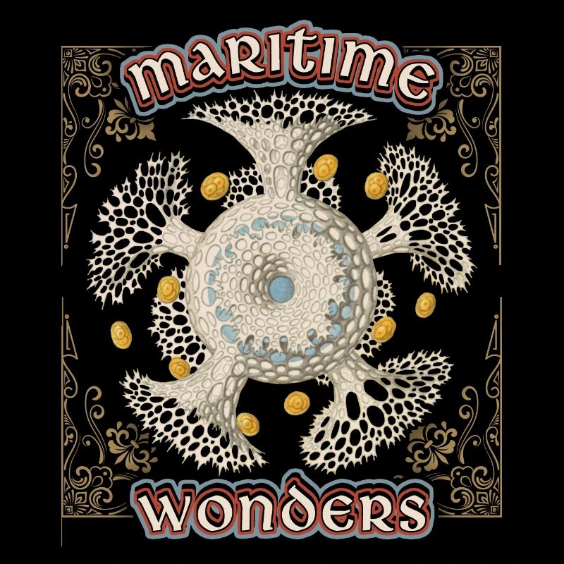 Vintage maritime illustration, sea creatures