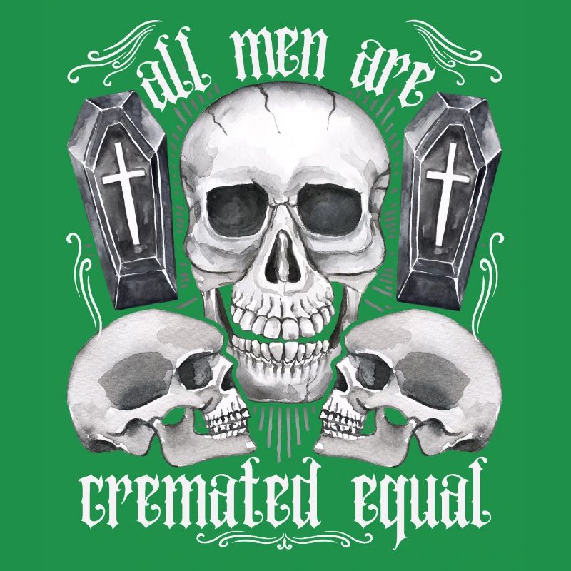 Three skulls, funny saying, pun, crematorium