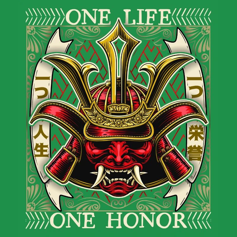 Japanischer Samurai Dämon, Samurai Krieger, Spruch