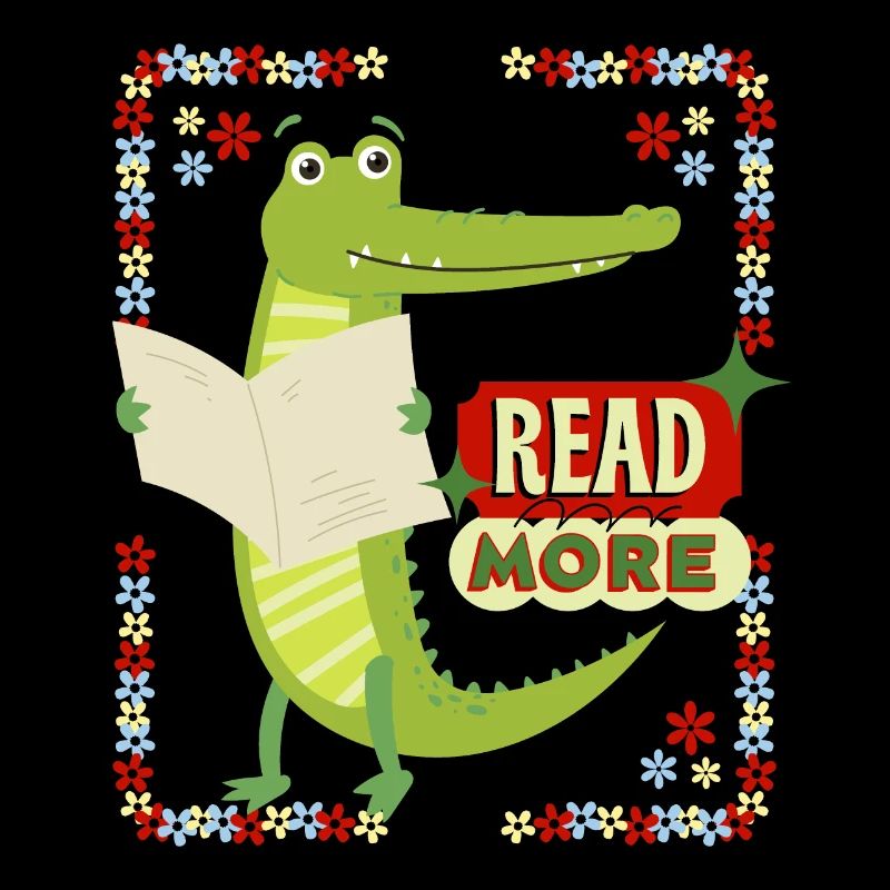 Reading, Book, Newspaper, Funny Crocodile, Saying