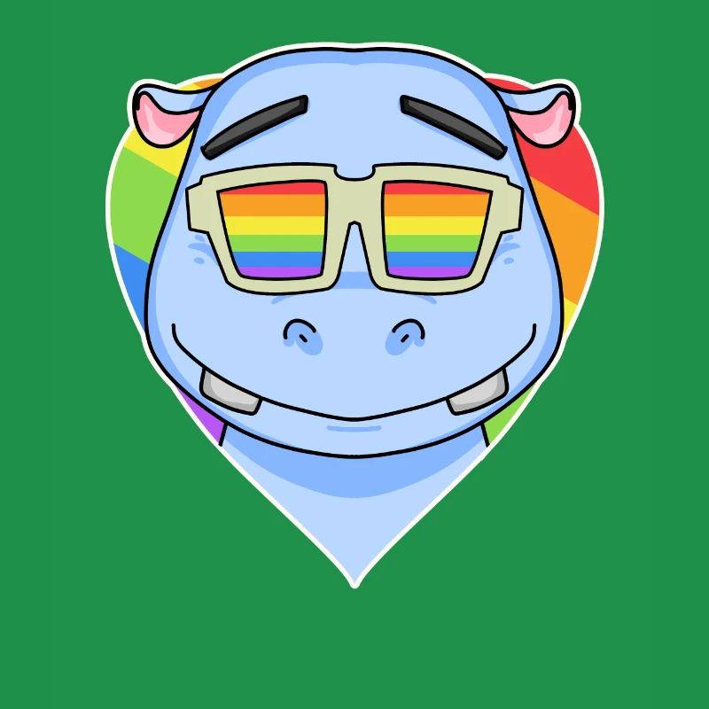 Regenbogen - Nilpferd mit Brille